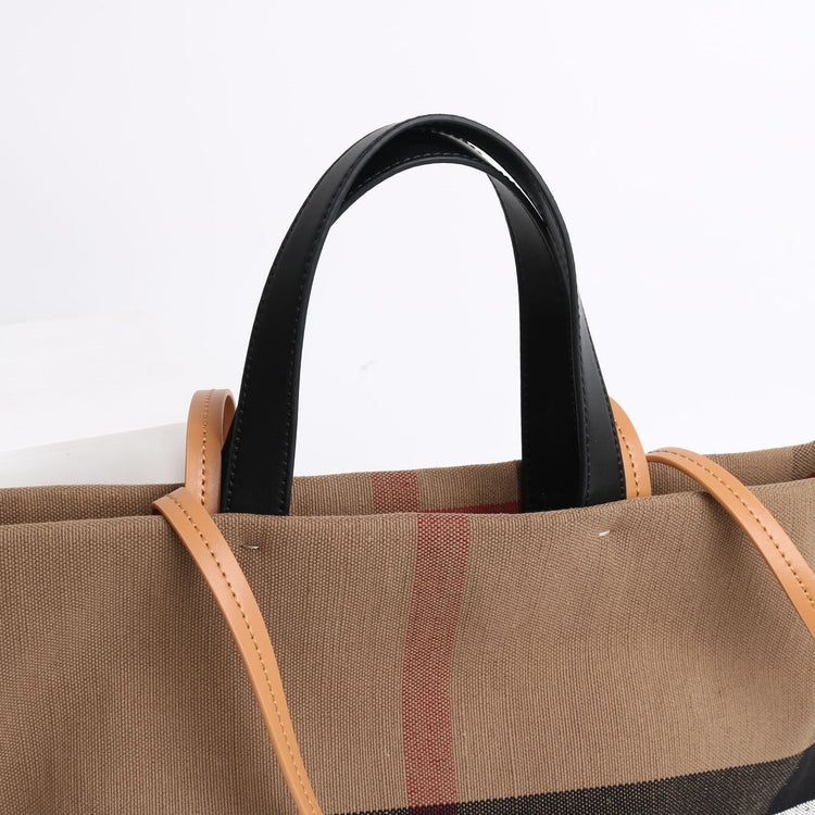 質感真皮|2024新款百搭高級感棕色條紋托特包大容量單肩女包慵懶風「3532」24.06-4