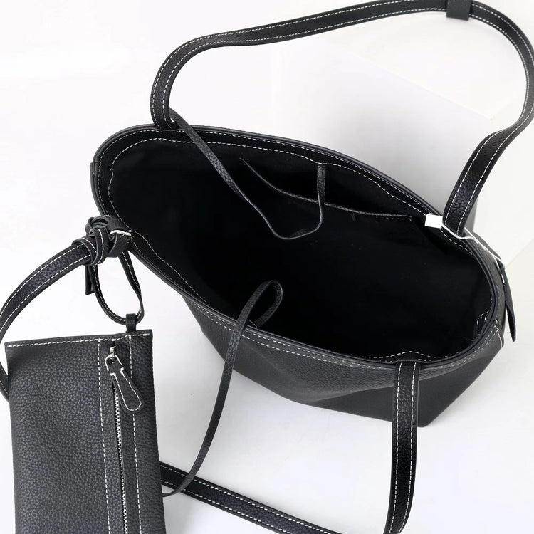 質感真皮|2025新款牛皮復古時尚單肩手提包百搭高級感托特包子母包通勤極簡包「8271」25.11-2