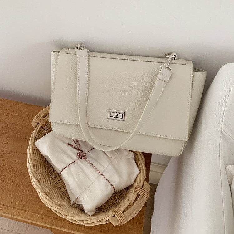 日韓流行|2025年新韓版春夏新款大容量托特包翻蓋鎖扣單肩包休閒通勤斜跨包「9601#」25.05-2