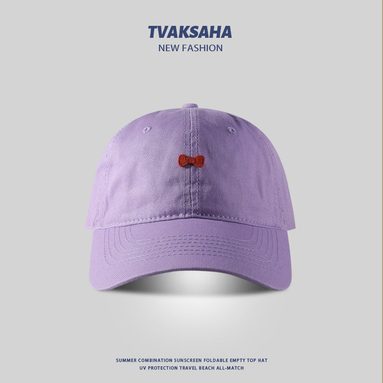 流行帽子|貼布蝴蝶結棒球帽夏季戶外顯臉小防曬帽純棉百搭學生情侶鴨舌帽女「C4123」24.07-4