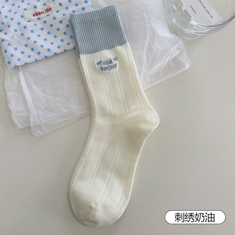 女襪|蝴蝶結襪子女韓系ins潮流吸汗透氣堆堆襪棉質親膚舒適襪子「AM2540」25.07-4