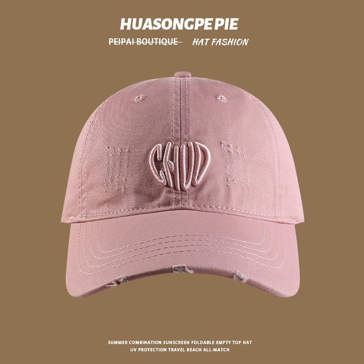 流行帽子|帽子防曬帽夏季女新款立體刺繡CHVD字母純色寬檐百搭遮臉棒球帽潮「C4065」24.06-3