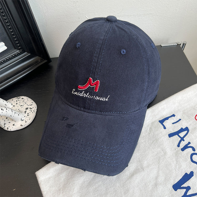 流行帽子|韓版簡約字母刺繡軟頂棒球帽子春季新款百搭休閒情侶顯臉小鴨舌帽「C4889」24.12-5