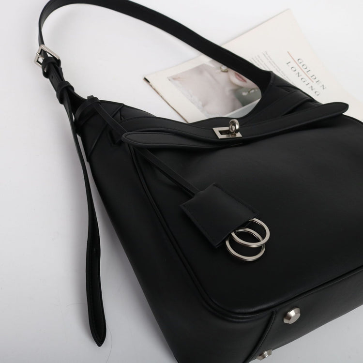 質感真皮|2024新款牛皮鎖扣托特包復古真皮水桶包大容量通勤單肩斜背包「5138#」24.08-1