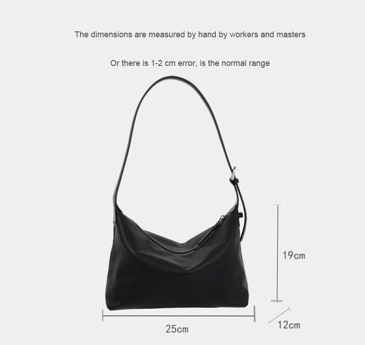 質感真皮|頭層植鞣牛皮腋下Hobo百搭休閒單肩通勤真皮餃子包2024新款女包「6125」24.09-1