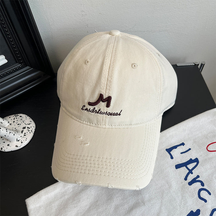 流行帽子|韓版簡約字母刺繡軟頂棒球帽子春季新款百搭休閒情侶顯臉小鴨舌帽「C4889」24.12-5