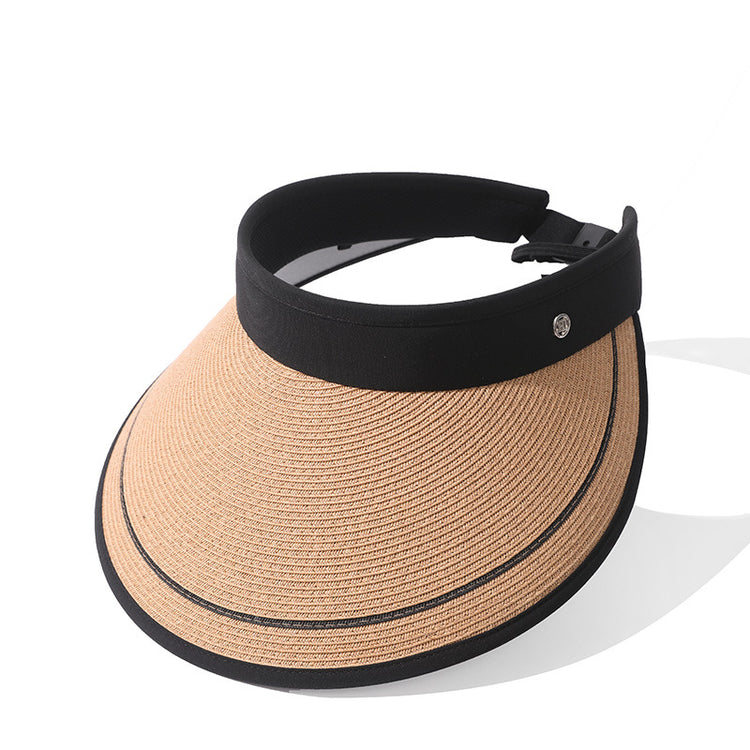 流行帽子|夏季新款戶外遮陽可折疊黑膠塗層女士草帽沙灘防曬防紫外線空頂帽「C3720」24.03-2