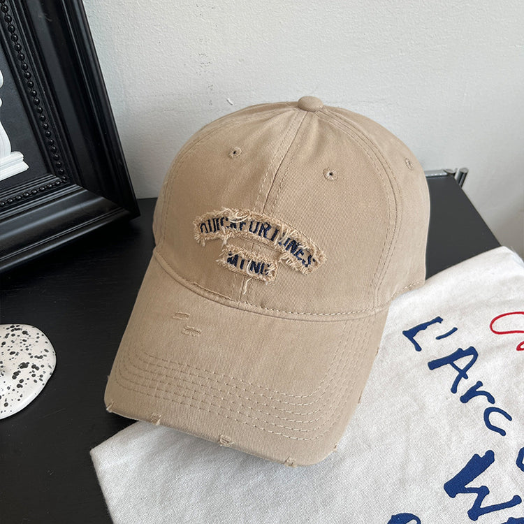 流行帽子|春季新款棒球帽破洞寬檐軟頂遮陽帽夏季戶外顯臉小韓系百搭鴨舌帽「C4886」24.12-5