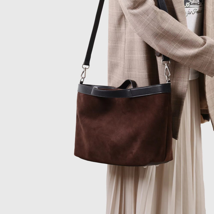 質感真皮|2025新款復古通勤磨砂牛皮大容量手提包鬆弛感托特包軟皮斜背包「9107」25.11-4
