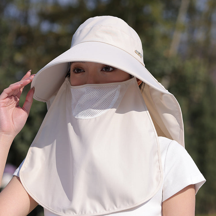 流行帽子 | 夏季遮臉護頸帽子女戶外騎車防紫外線遮陽帽百搭時尚防曬帽漁夫帽「C5204」25.04-5