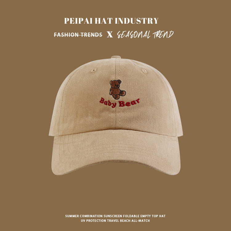 流行帽子|日系新款可愛小熊刺繡字母棒球帽ins風經典百搭個性軟頂休閒帽子「C4416」24.09-3