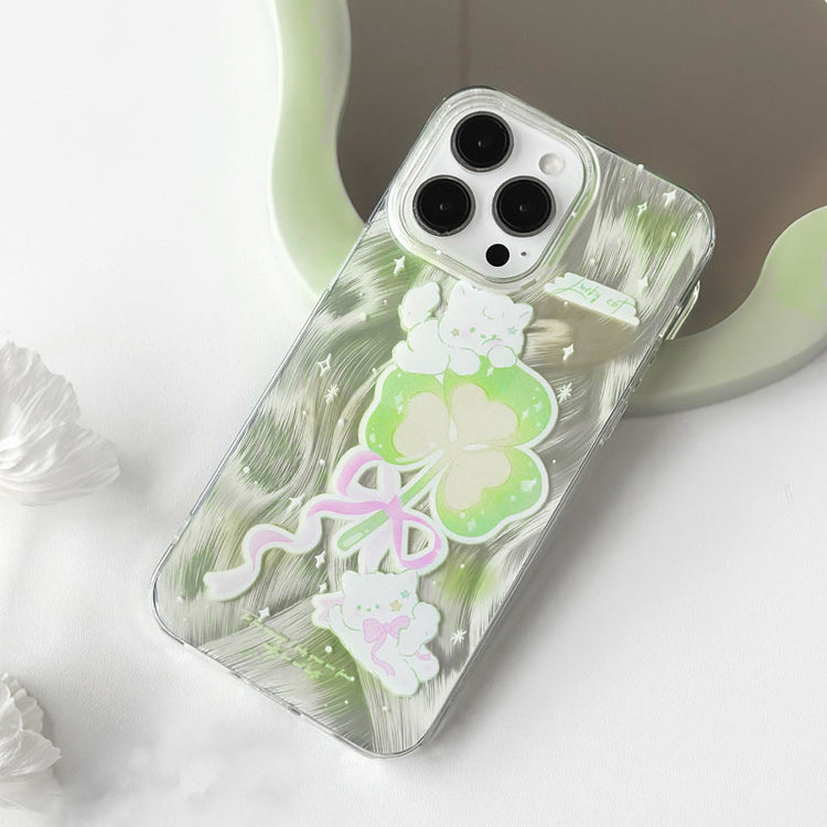 手機殼|iPhone15Pro手機殼蘋果14Promax適用ins風12/13羽紗x大孔透明「LR0907」24.07