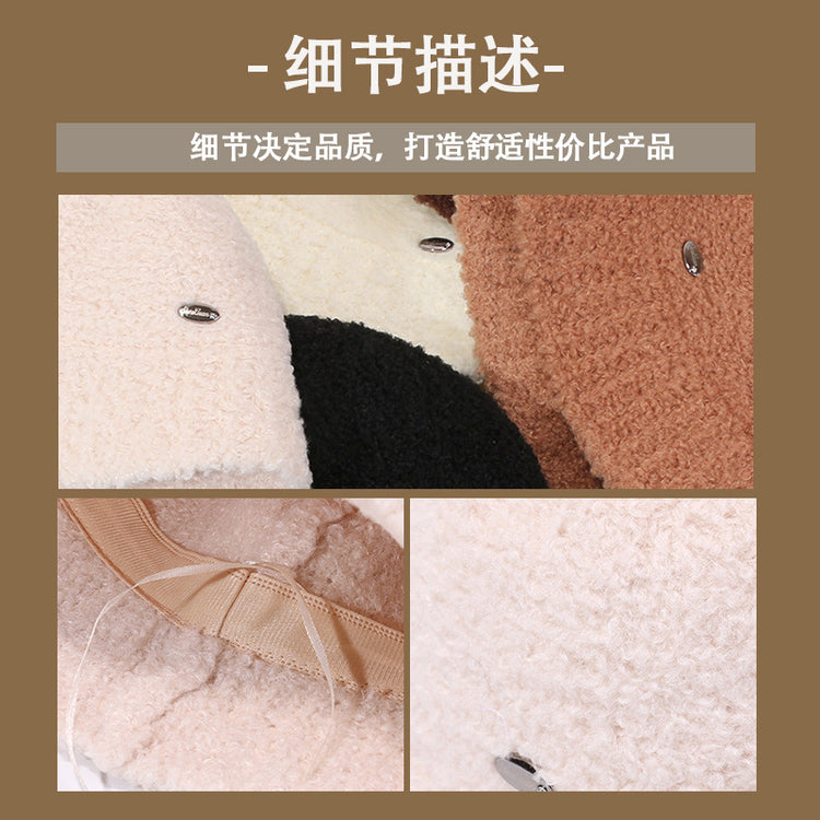 流行帽子|羊羔毛針織漁夫帽女秋冬百搭顯臉小毛絨帽簡約百搭水桶帽保暖盆帽「C4719」24.10-4