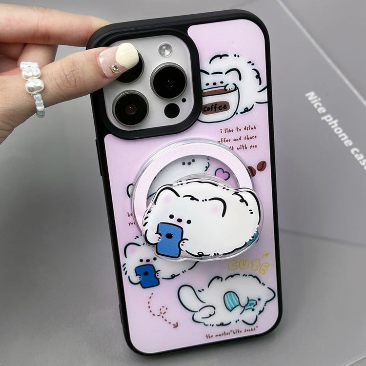 手機殼|蘋果16手機殼14Promax磁吸支架iPhone15磁吸磨砂黑框殼適用12「LR0981」