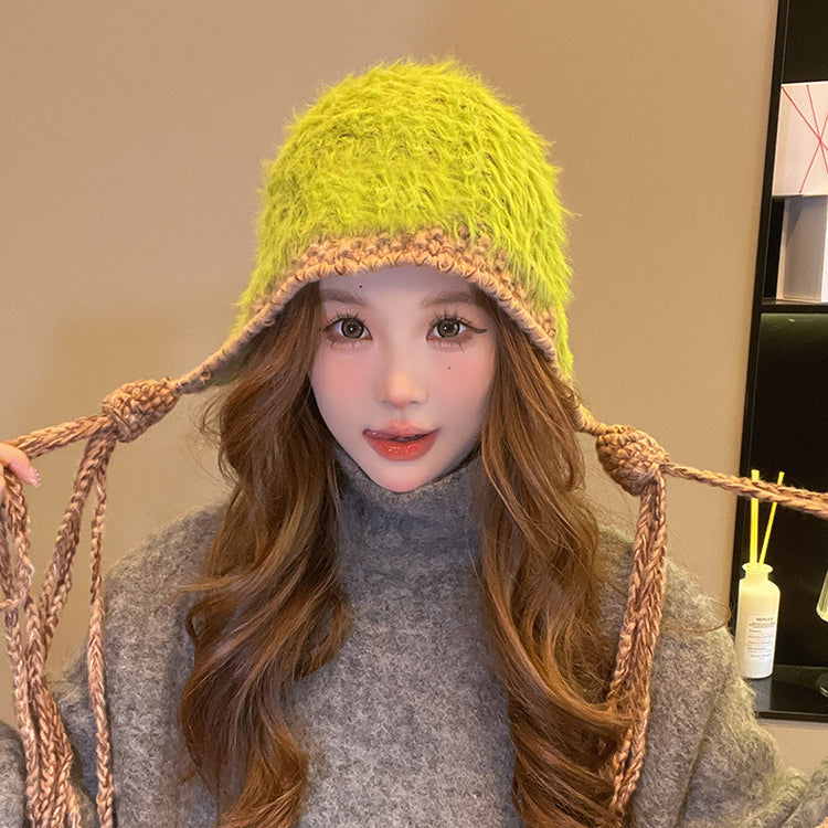 流行帽子|帽子女秋冬季針織保暖護耳包頭帽戶外百搭顯臉小毛絨帽防寒毛線帽「C4842」24.11-3