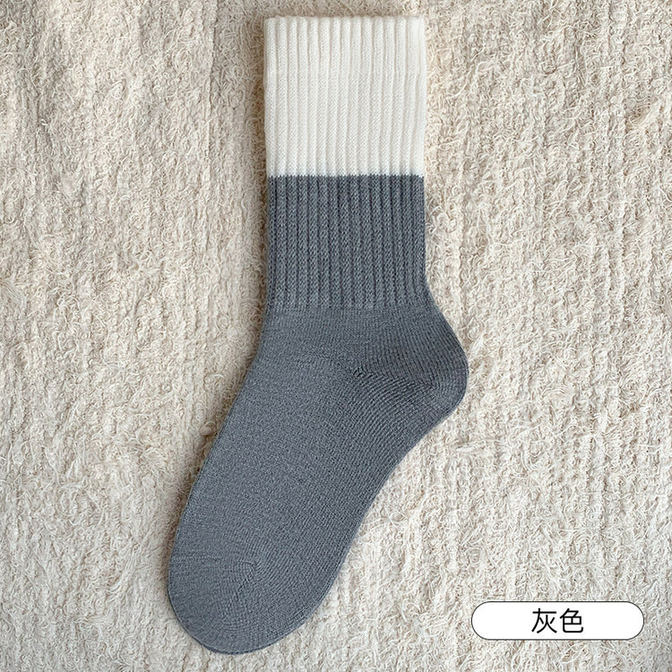 女襪|灰色羊毛襪子女加絨加厚秋冬保暖堆堆襪軟糯親膚彈力舒適睡眠襪「MK4229」24.11-1