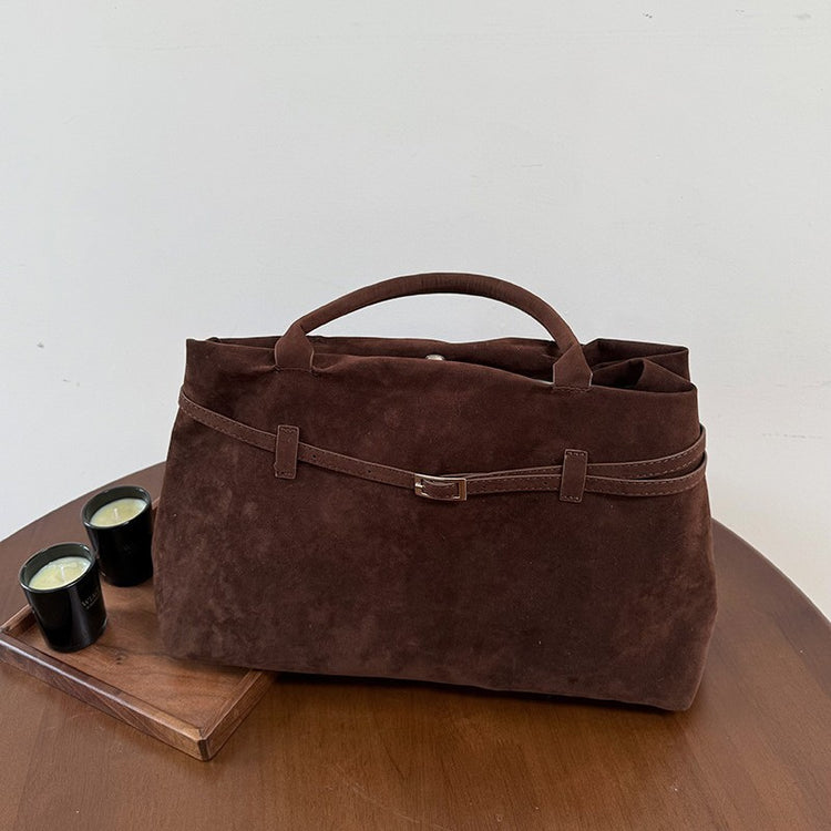 日韓流行|時尚復古絨磨砂大容量手提包包女士2025秋冬新款簡約休閒大包「J8939」25.09-3