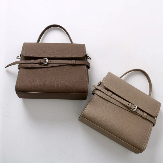 質感真皮|2025新款綁帶設計小眾輕奢高級質感通勤手提斜挎包復古單肩斜挎包「OS53100」25.11-3