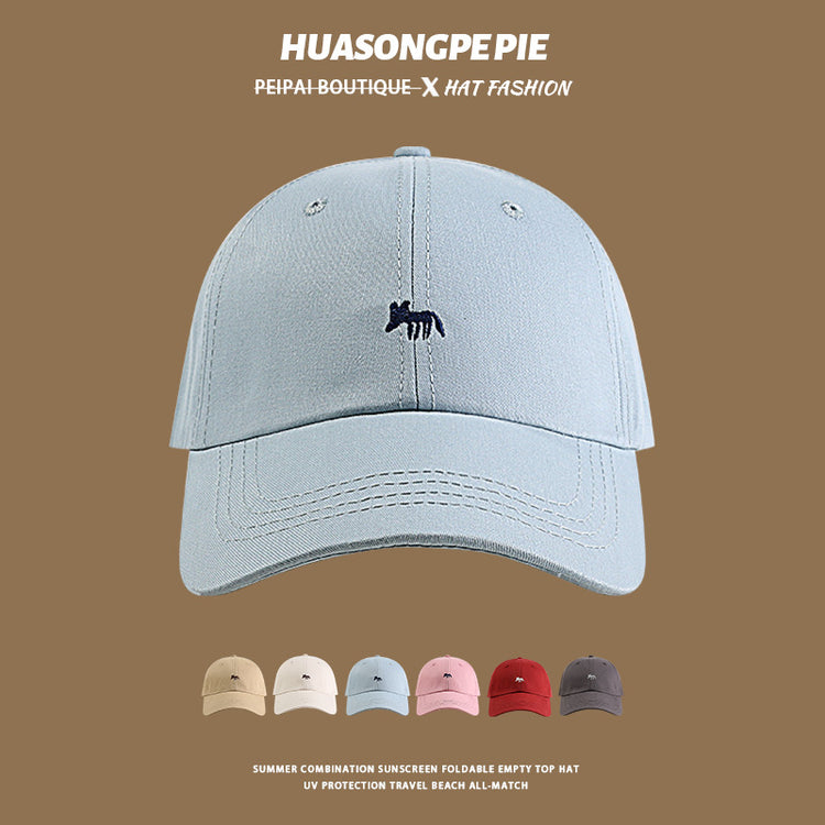 流行帽子|帽子防曬帽夏季女刺繡小狐狸棉質棒球帽學生可愛顯臉小鴨舌帽子男「C4051」24.06-2