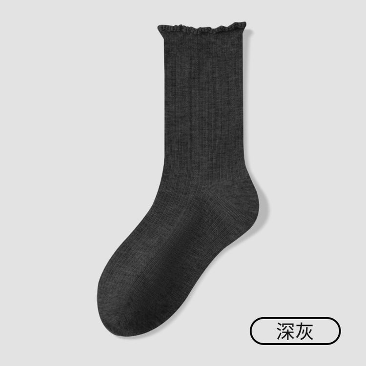 女襪|花邊堆堆襪子女抑菌防臭抗起球中筒襪吸濕排汗彈力萊卡無骨月子襪「ZJ25035」25.10-2