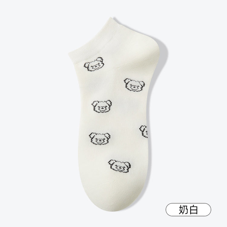 女襪|卡通小熊襪子女棉質柔軟親膚舒適短襪Ins潮流好搭彈性薄款休閒襪「XC2232」25.02-2