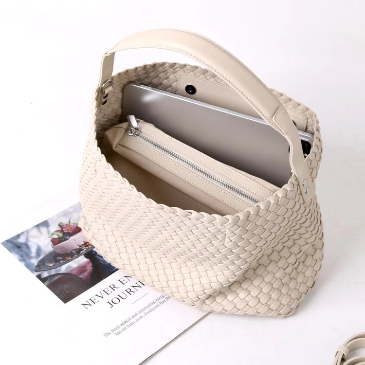 質感真皮|2025新款編織托特包女新款小眾設計高級感通勤大容量單肩腋下包包「7030」25.06-3