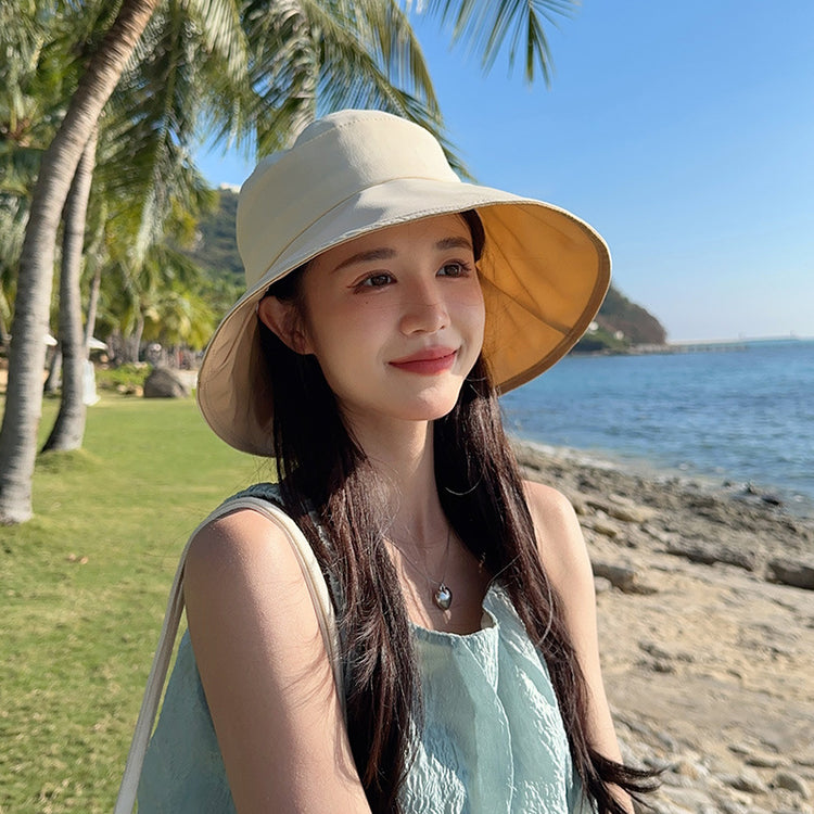 流行帽子|夏季漁夫帽百搭休閒遮陽帽女大檐遮臉顯臉小防曬防紫外線太陽帽子「C2315」24.04-3