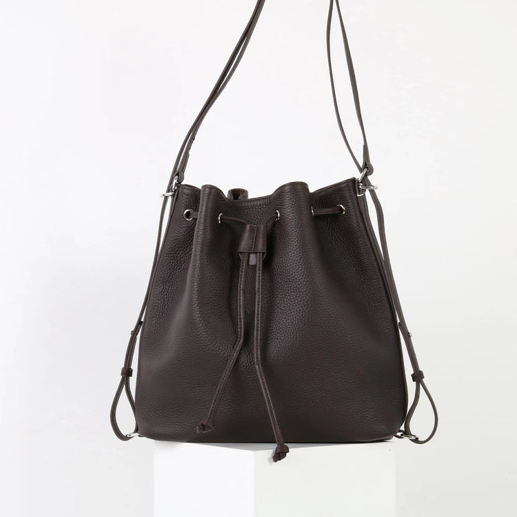 質感真皮|2025新款時尚歐美氣質頭層牛皮雙肩水桶包百搭斜挎單肩斜挎高級感「7061」25.11-1