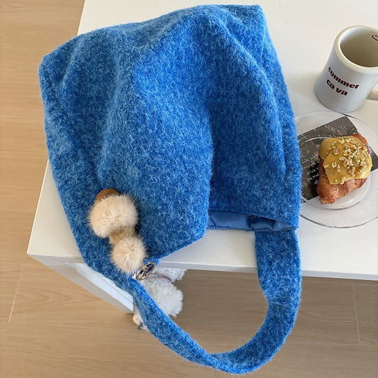 日韓流行|韓系慵懶毛絨絨包包女2025秋冬新款高級感大容量通勤包單肩托特包「B222」25.12-2