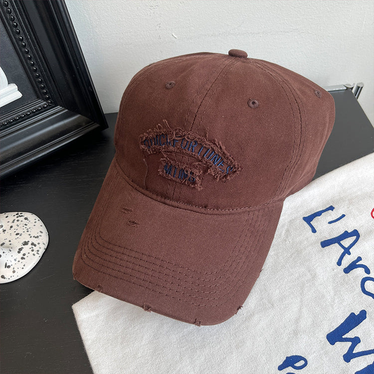 流行帽子|春季新款棒球帽破洞寬檐軟頂遮陽帽夏季戶外顯臉小韓系百搭鴨舌帽「C4886」24.12-5