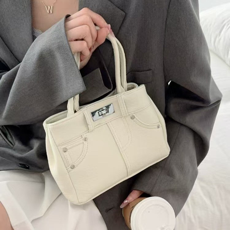 日韓流行|夏季新款法式手提包包女小眾高級感百搭凱莉包時尚通勤單肩斜挎包「9096#」25.02-2