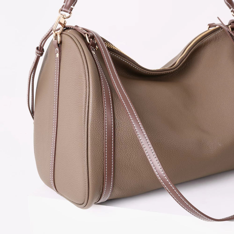 質感真皮|2025新頭層牛皮保齡球腋下包托特包波士頓枕頭包手提單肩斜挎包「6189」25.11-4