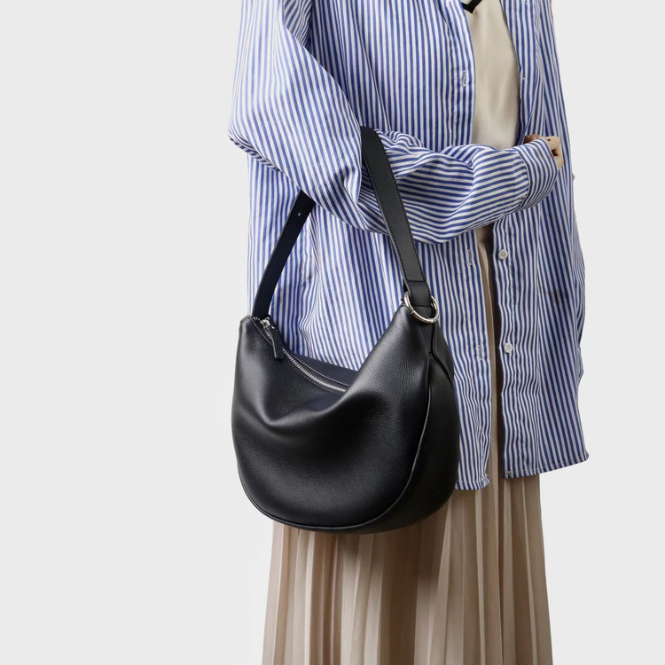 質感真皮|2025新款小眾休閒百搭頭層粒面小牛皮腋下韓版半月包柔軟牛皮斜挎「7031」25.06-3