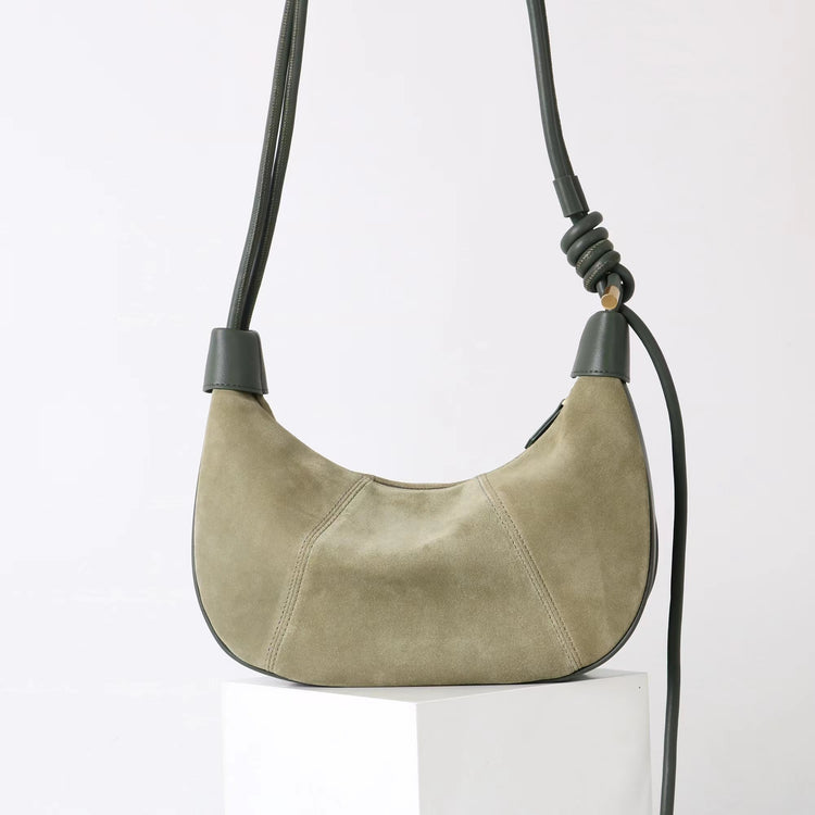 質感真皮|2025新款磨砂牛皮休閒百搭牛角月牙餃子包真皮腋下包簡約通勤「7040」25.06-4