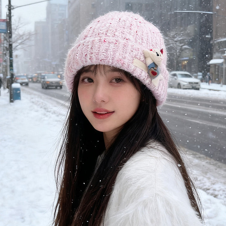 流行帽子|韓版ins卡通小狗帽子女可愛針織帽 秋冬護耳保暖毛線帽戶外冷帽男「C5557」25.09-3