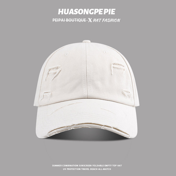 流行帽子|帽子女夏季新款破洞棒球帽時尚復古百搭鴨舌帽戶外運動遮陽帽子男「C3798」24.04-2