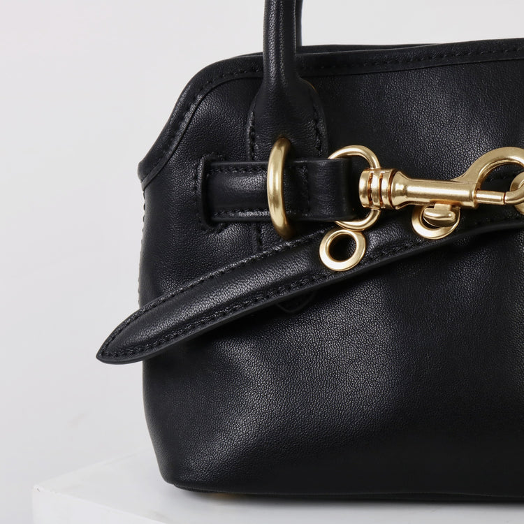 質感真皮|新款精緻迷你手拎中古保齡球斜背包通勤小眾復古百搭高級感包「8205」25.03-1