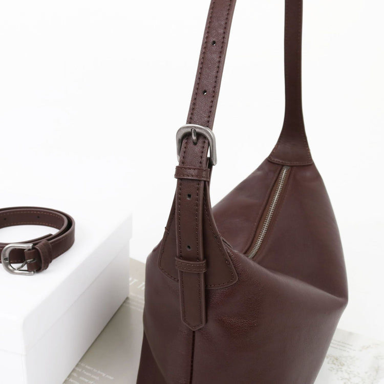 質感真皮|頭層植鞣牛皮腋下Hobo百搭休閒單肩通勤真皮餃子包2024新款女包「6125」24.09-1