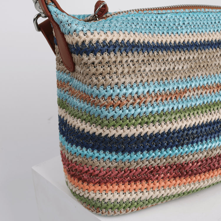 質感真皮|2024夏季新款小眾彩虹編織腋下包包彩度假託特包復古百搭單肩包「3522#」24.06-2