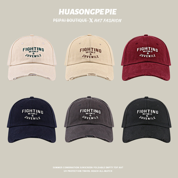 流行帽子|帽子春秋女百搭顯臉小遮陽帽學生百搭防紫外線防曬帽破洞棒球帽男「C3644」24.02-1