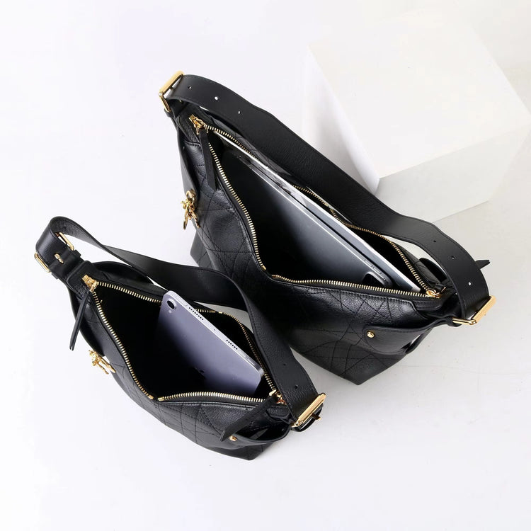 質感真皮|2025新褶皺羊皮藤格紋手提包時尚休閒優雅單肩腋下通勤高級感包「X3820D3819」25.10-1