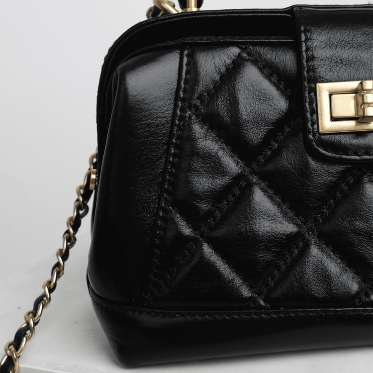 質感真皮|牛皮法式小眾菱格鏈條包包女時尚手提包通勤單肩斜挎小包「8073」24.05-4