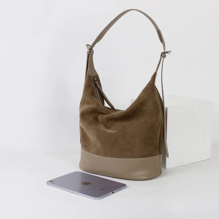 質感真皮|2025年新美拉德高級感輕奢高質感磨砂牛皮大容量水桶包時尚「6173」25.09-2