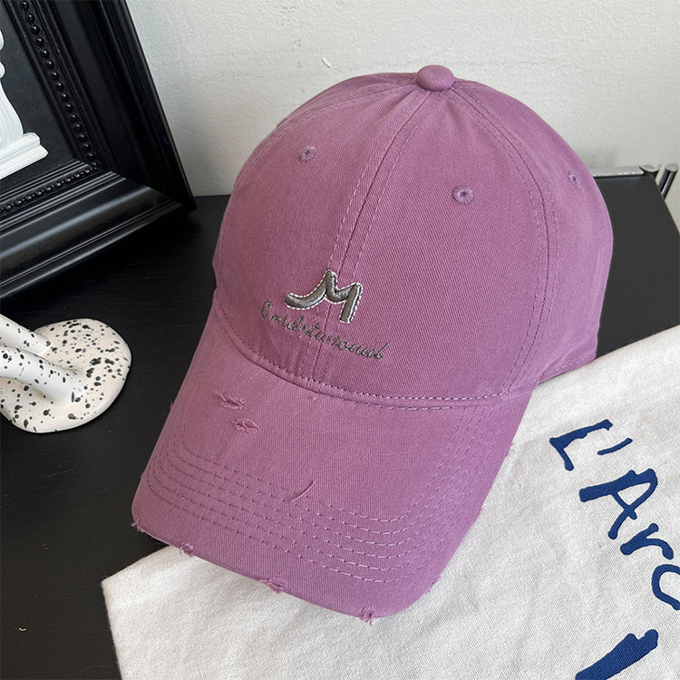 流行帽子|韓版簡約字母刺繡軟頂棒球帽子春季新款百搭休閒情侶顯臉小鴨舌帽「C4889」24.12-5