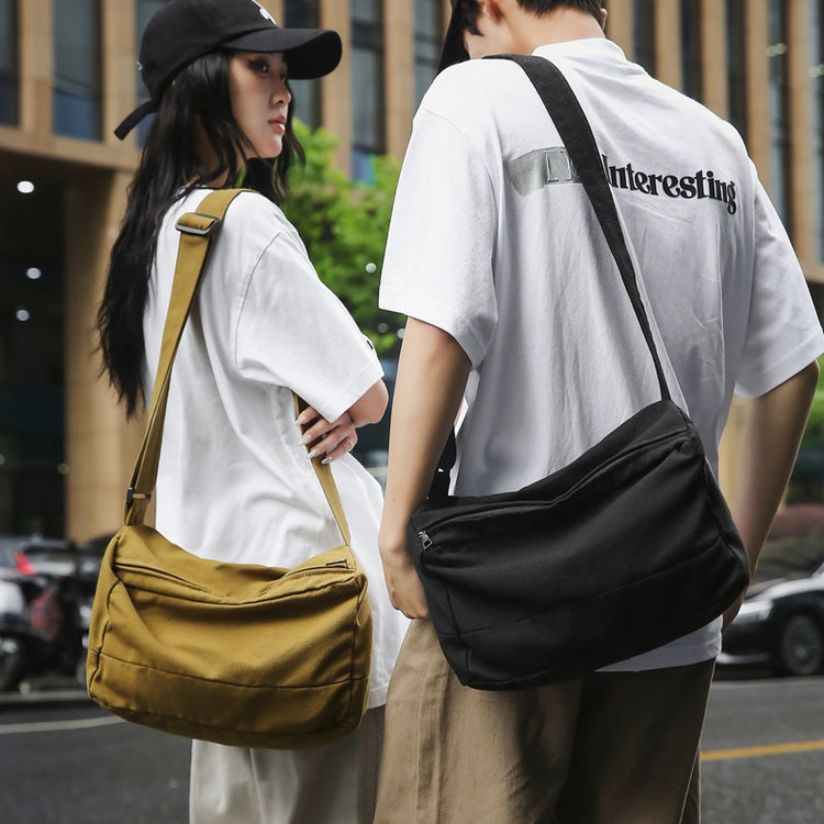 致青春|日系休閒帆布斜背包女大學生上課通勤大容量橫款方形包「8008-122」24.07-3
