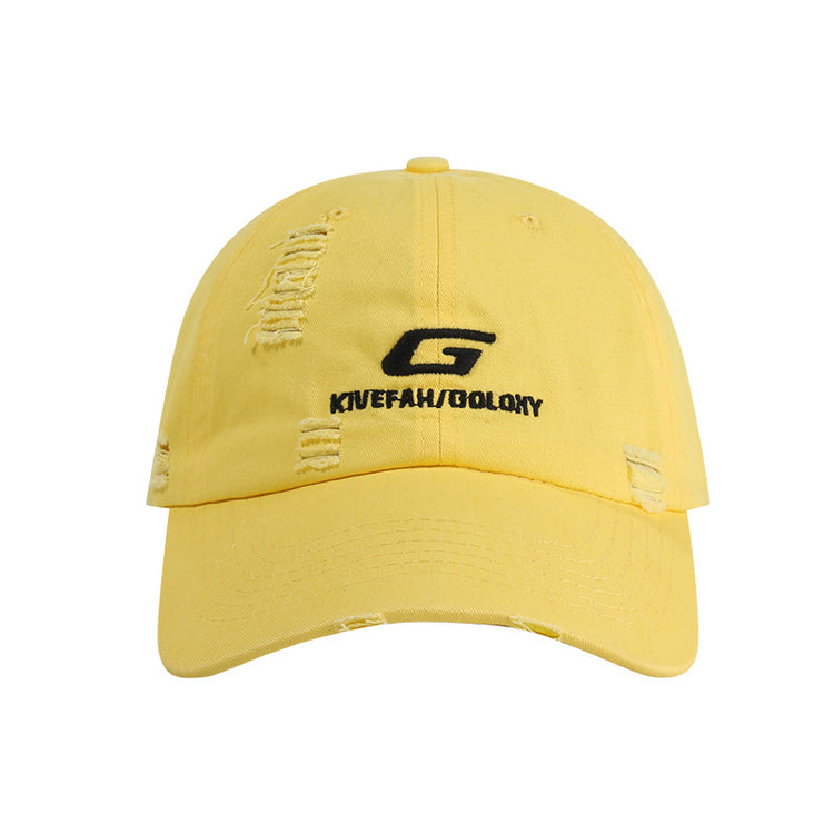 流行帽子|帽子破洞刺繡棒球帽女夏季防紫外線顯臉小遮陽帽戶外騎行鴨舌帽男「C4101」24.06-4