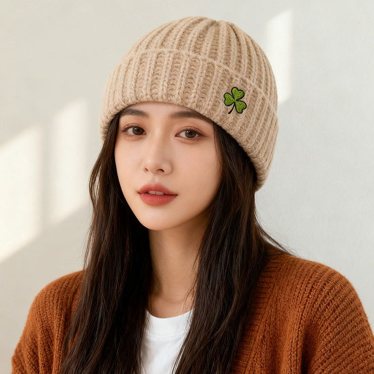流行帽子|可愛花朵刺繡毛線帽子女秋冬保暖護耳針織帽顯臉小冷帽百搭套頭帽「C5802」25.11-2