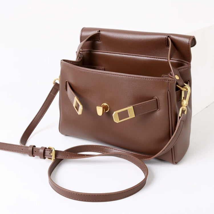 質感真皮|2025新款通勤復古百搭單肩斜背包外出上班公文包女包時尚潮流單肩包「6191S」25.12-1