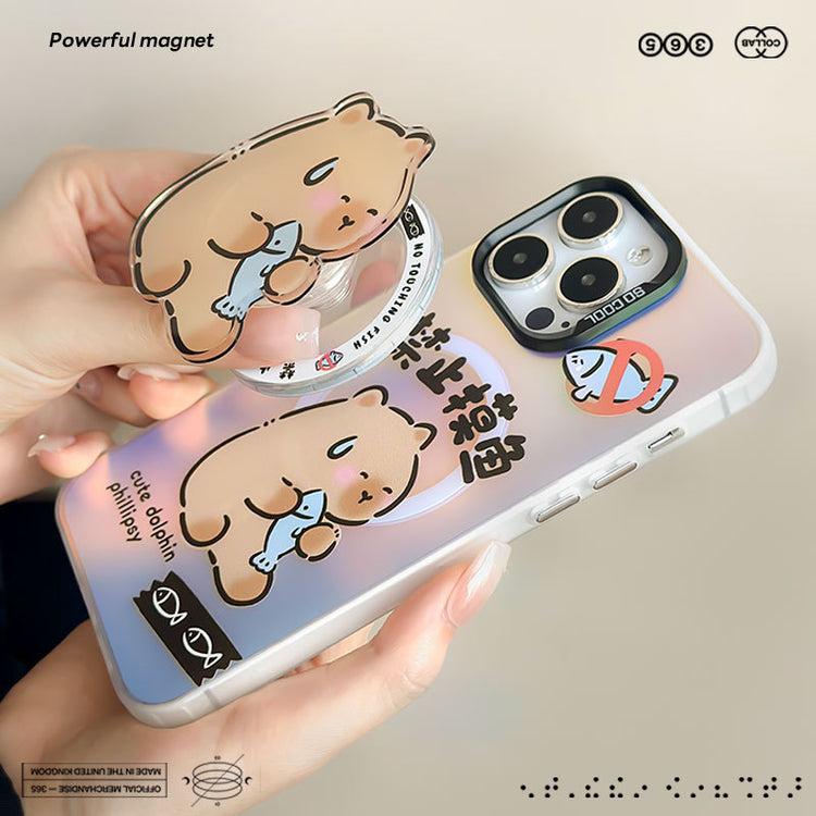 手機殼|蘋果15Pro手機殼iPhone14適用mate60支架華為P70磁吸磨砂鐳射「LR0867」24.07