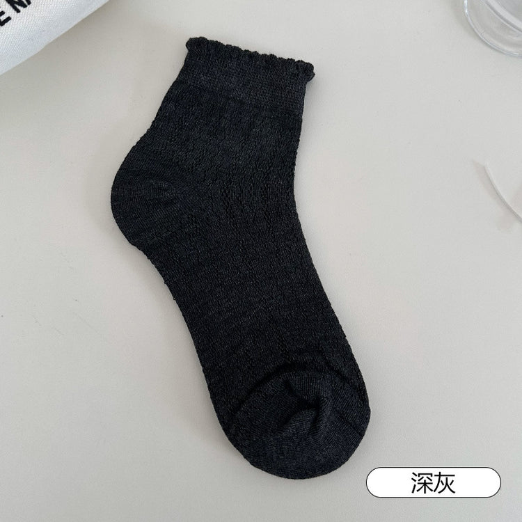 女襪|夏季薄款襪子女鏤空網眼透氣親膚舒適短襪棉質吸汗襪子批發「AM2425」25.04-5